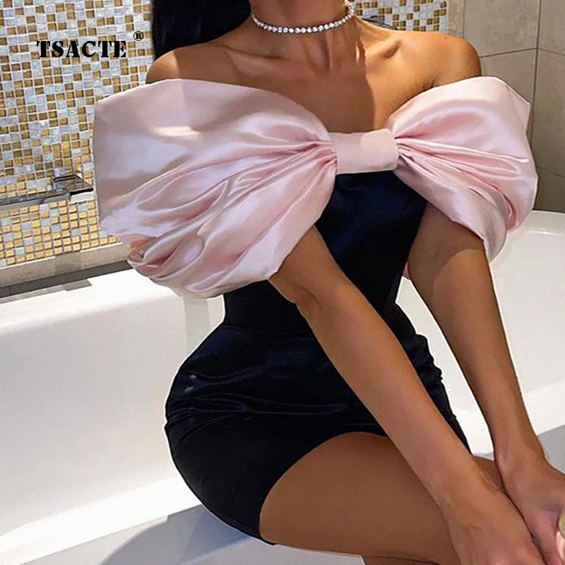 

Женская мини-юбка в обтяжку, с бантом