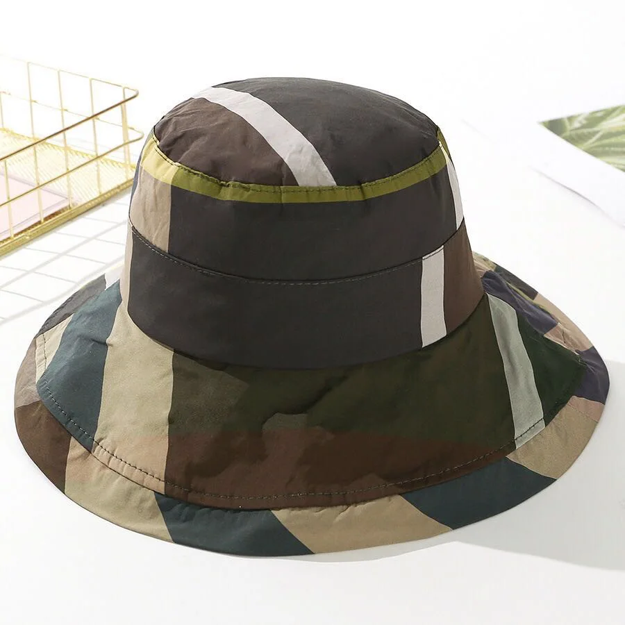 Women Bucket Hat Sun Hat Women Hat Bucket Hat Summer Plaid Folding For Beach Holiday Spring Bowler Sun Protection