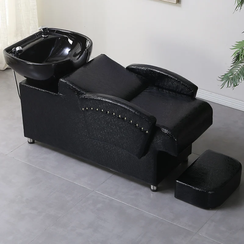 Black Simples Shampoo Chair Basin Salon Professionals Sink Hairwash Bed Hair Stylist Cama De Champu Barber Station Furniture