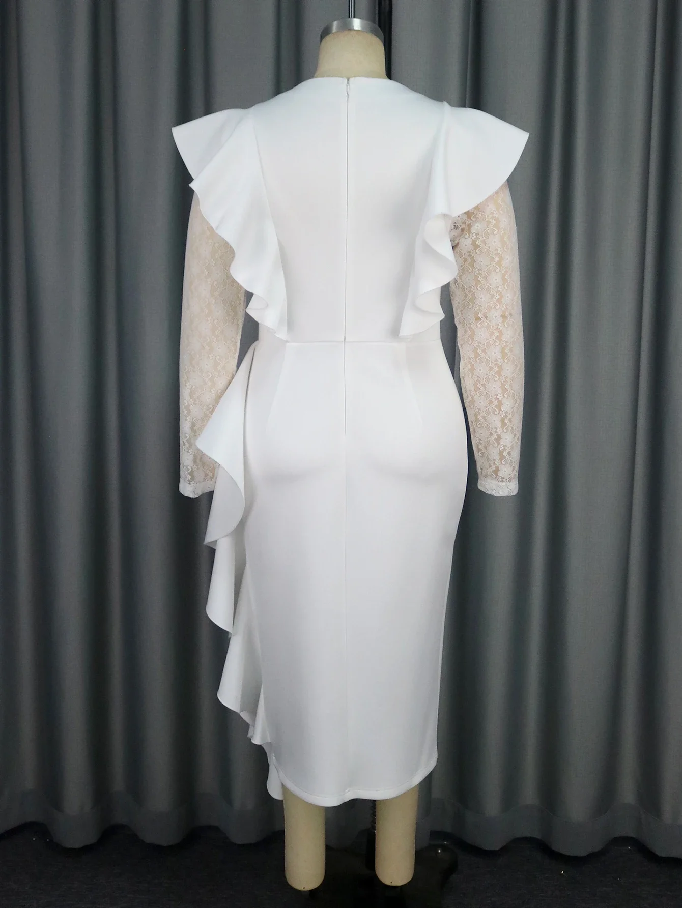 Elegant White Party Dress V Neck Lace Long Sleeve Ruffles High Waist Bodycon Women's Birthday Evening Dresses for Ladies New - AliExpress 200000345 Elegant White Party Dress V Neck Lace Long Sleeve Ruffles High Waist Bodycon Women's Birthday Evening Dresses for Ladies New - AliExpress 200000345