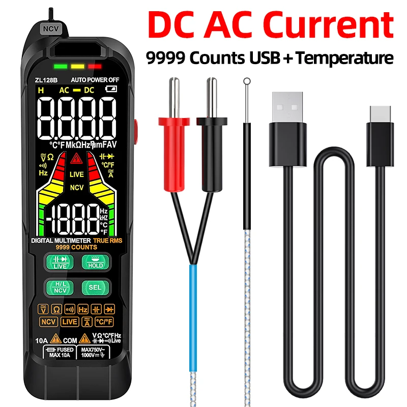 Smart Multimeter Digital Mini Automotive Profesional Tester True RMS NCV AC DC Voltage Tester Portable Electric Meter