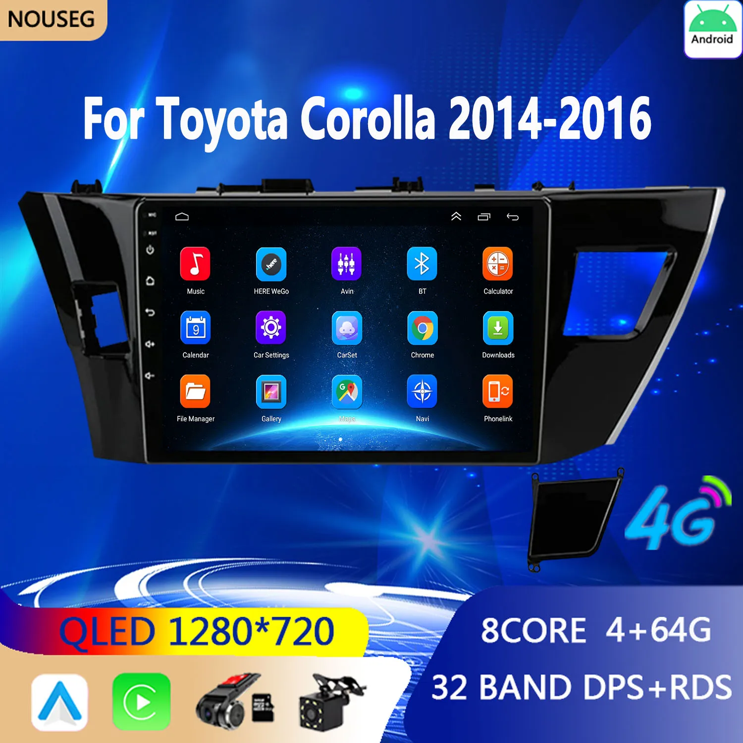 2din For Toyota Corolla Ralink 2013 2014 2015 2016 4g Android 10 Car