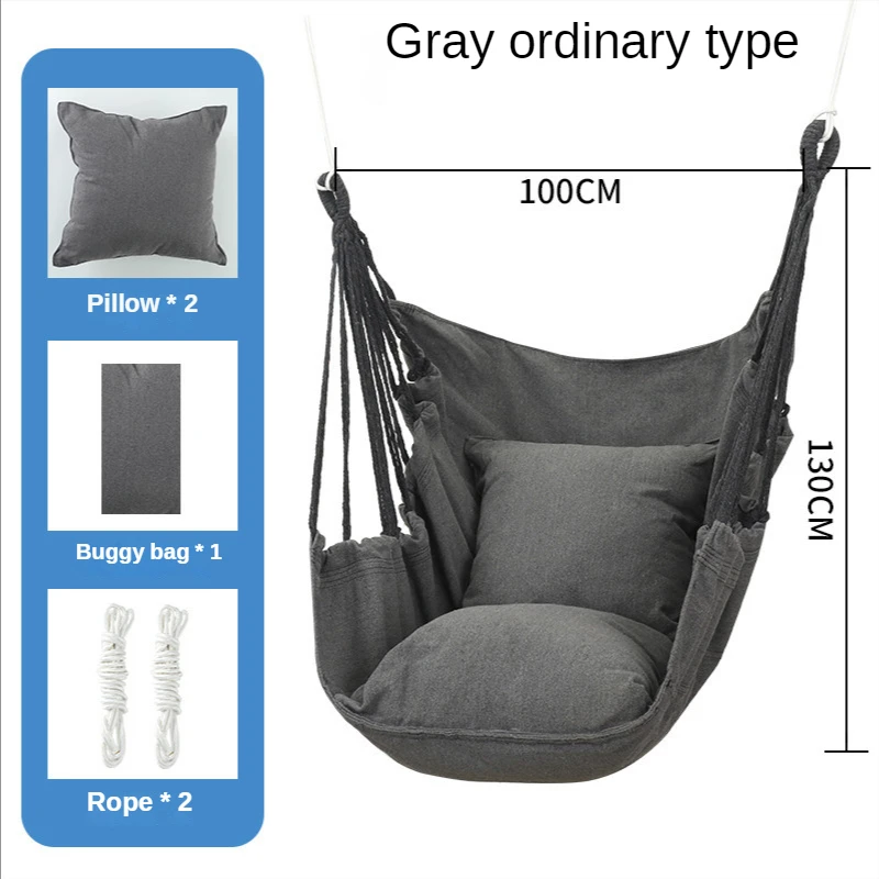 Camping Hammock Outdoor Hammock Swing Hammock Swing Chair Hanging Swing Canvas Hanging Chair College Student Dormitory Hammock with Pillow Indoor Camping Swing Adult Leisure Chair