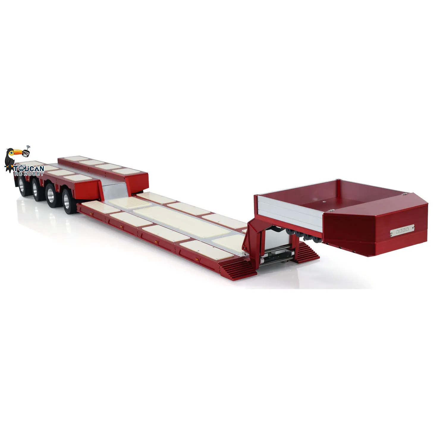 DG-999 RC 1/14 Metal Trailer 4 Axles Detachable Gooseneck for DIY Tractor Truck Model with Light System Servo ESC TH23977 3
