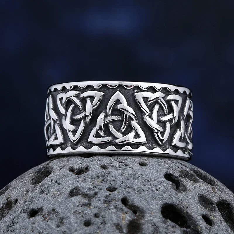 Fashion Good Polished New 316L Stainless Steel Fashion Viking Norse Celtic Knot Rings Men Vintage Jewelry Boyfriend Gift