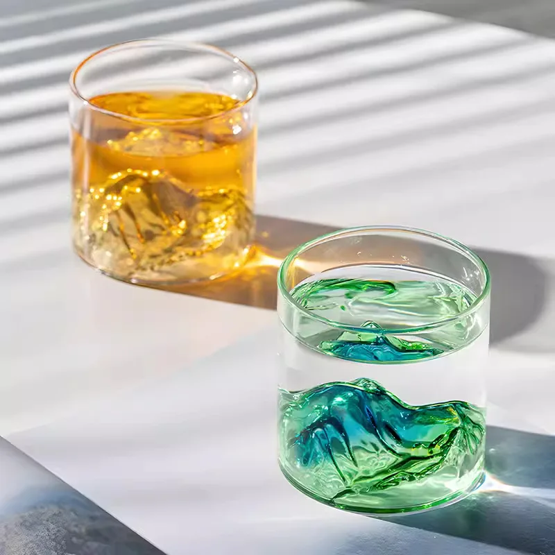 170ml Mountain Tea Cup Colorful Glass Luxury Gifts for Friends Transparent Cups Lightweight Glass Heat-resistant Material Mugs