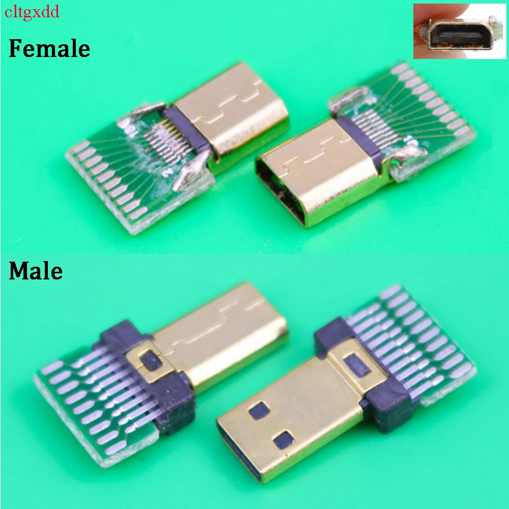Cltgxdd 1 Stück Micro 19PIN HDMI Stecker-Buchse Vergoldeter D-Typ Stecker mit PCB Mini HDMI-kompatibler Buchse