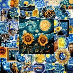 Van Gogh Starry Sky Vintage Aesthetic Art Sticker Pack - 10/30/50pcs Transparent Decals for Luggage, Guitar, and Phone (50PCS)