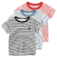 2025 Summer New Boys Casual Pinstripe Short Sleeve O-Neck T-Shirt Children's Clothing Kids Clothes Boy Cotton Tops Tees Dropship 1