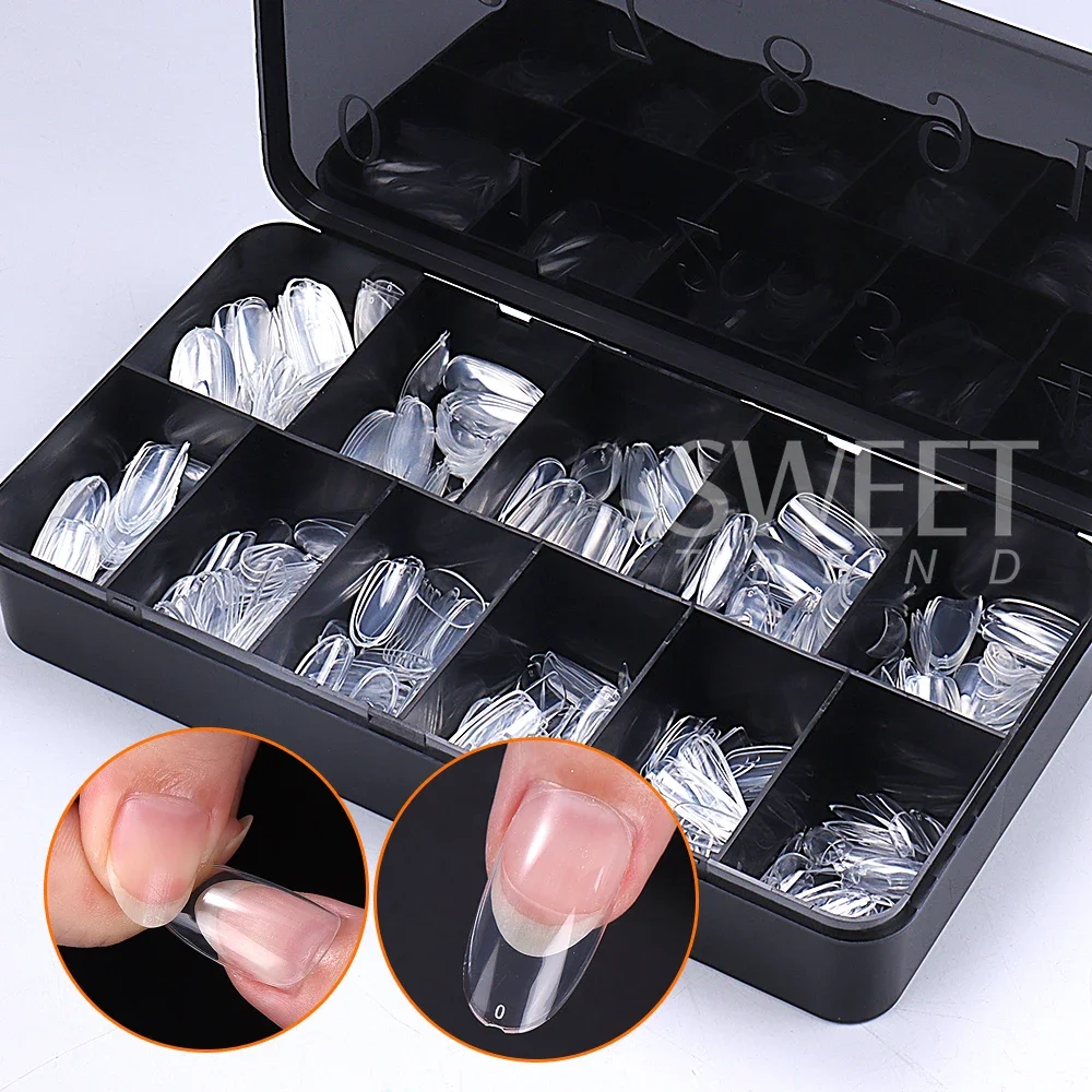 600PCS False Nail Tips Women Full Cover Coffin Stiletto  Acrylic Press On Nails Fake Artificial Soak Off Gel Nail Extension Tips