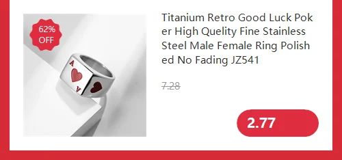 Titanium Retro Good Luck Poker High Quelity Fine Stainless Steel Male Female Ring Polished No Fading JZ541
