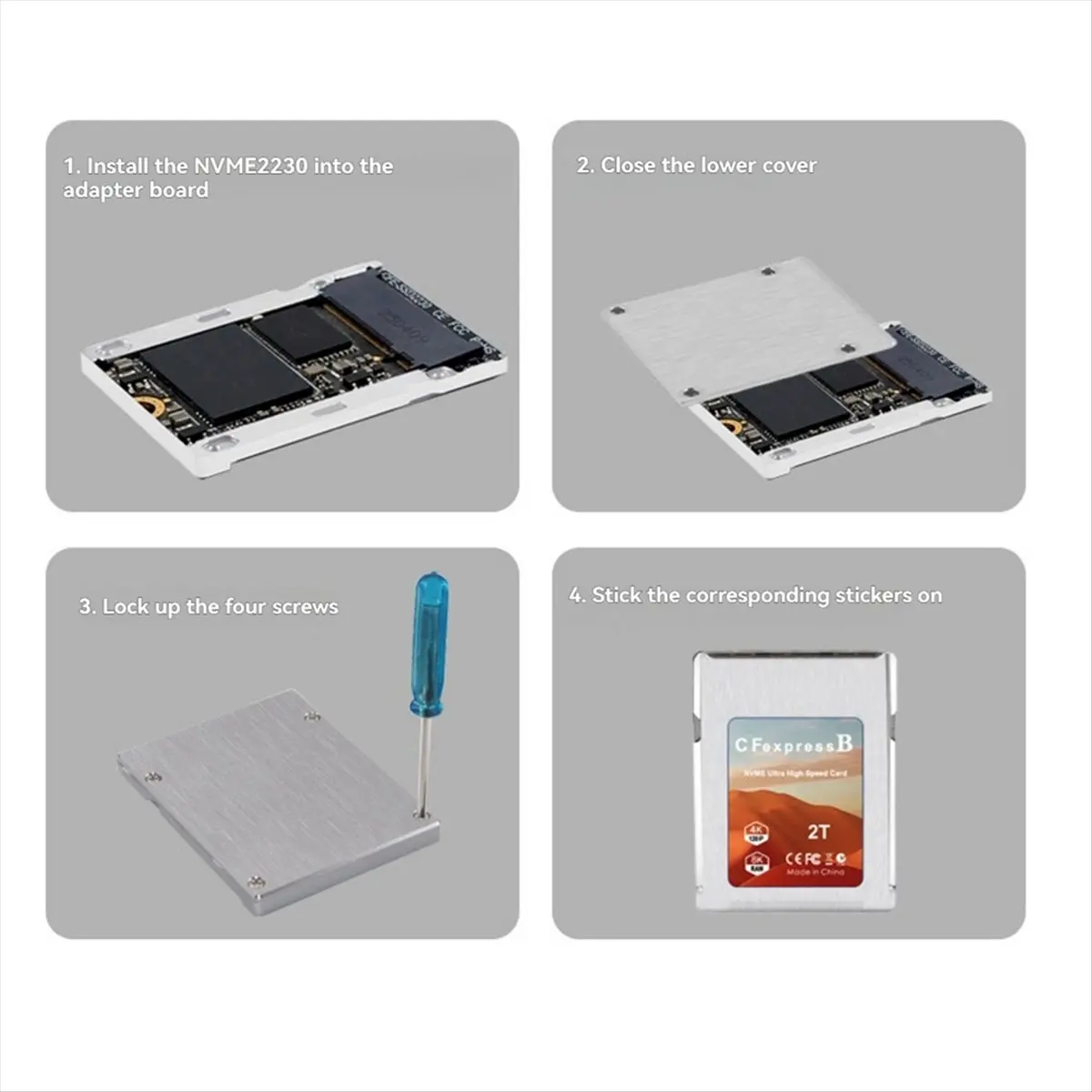 A10R M.2 NVME 2230 어댑터 카드 M.2 SSD 2230용 M.2 NVME 확장 지원-CFExpress Type-B 어댑터 카드 변환기