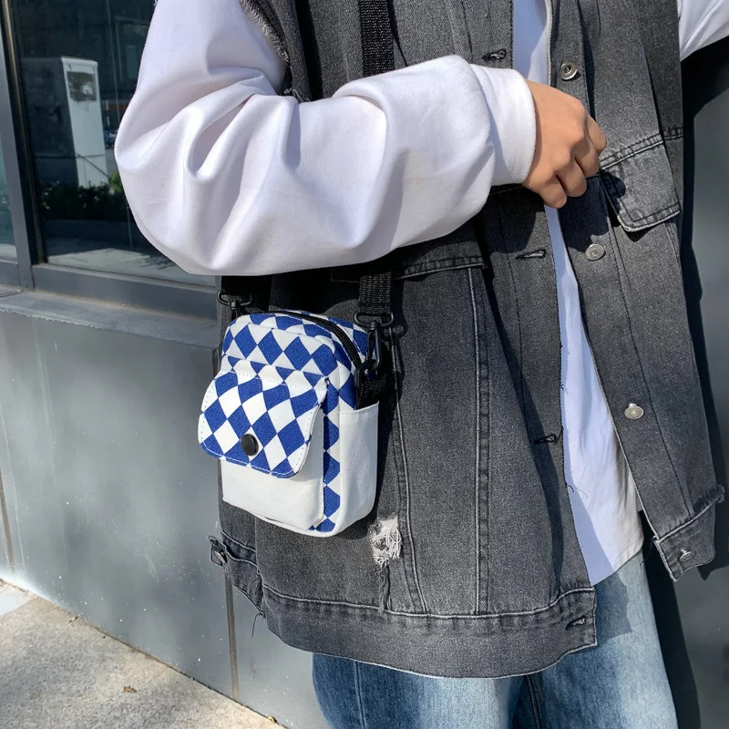 Mini Checkerboard Denim Crossbody Bag