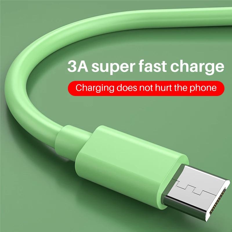 USBMicroCable3ASoftSiliconeFastChargeDataCableforSamsung