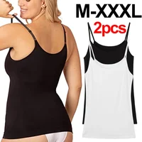 1/2 pièces été Sexy Camisoles pour femmes haut court chemise sans manches Sexy mince dame Bralette rembourré hauts sangle maigre gilet Camisole 1