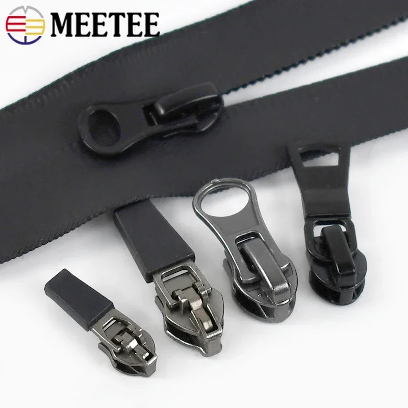 Meetee 3#5#8#10# Nylon Reverse Zipper Puller 20Pcs Outdoor Tent Waterproof Zip Head Clothes Jacket Replacement Closure Accessory
