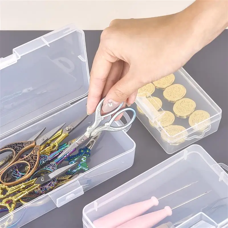 Mini Storage Box Transparent Plastic Jewelry Storage Box Container Portable Sewing Tool Needle Thread Packaging Case