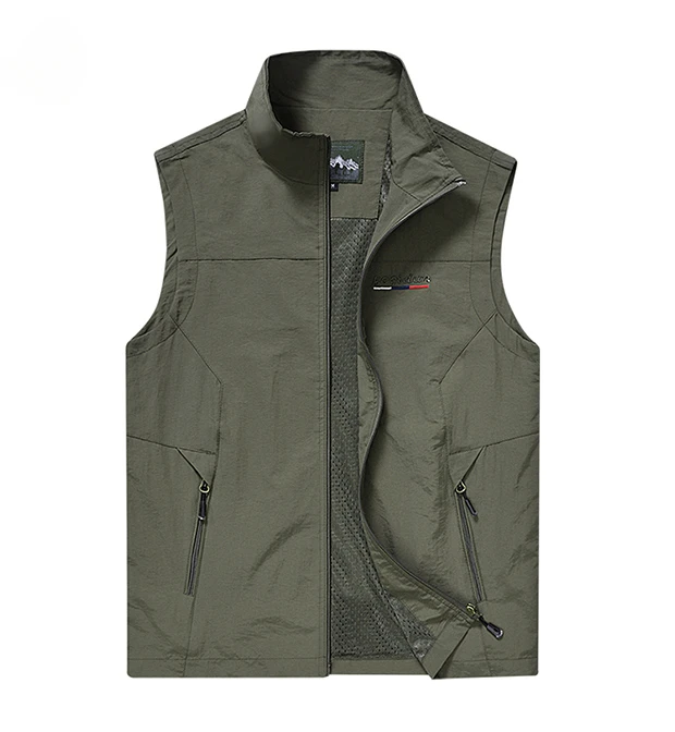 2024 Men's Tactical Vest Casual Outdoor Multi Pocket Waterproof Work Jacket Summer Solid Color Large Men's Tank Top 5XL 6XL