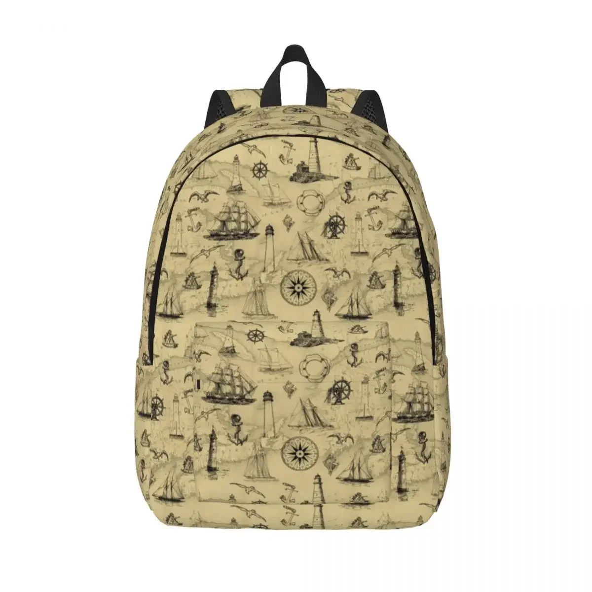 

Nautical Anchor Lighthouse Coastal Decor Backpack for Men Women Casual High School Business Daypack Laptop Shoulder Bag Durable