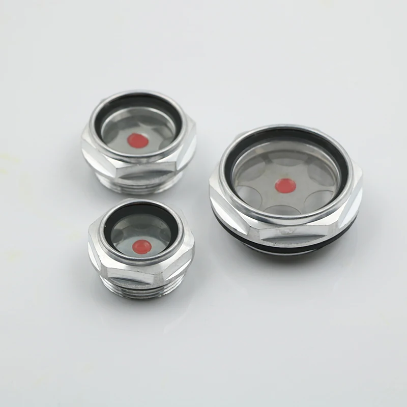 16mm-48mm Male Threaded Metal Air Compressor Oil Level Sight Glass Aluminum Alloy Oil Window air compressor oil sight glass