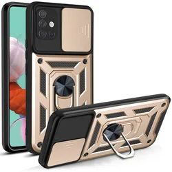 Shockproof Armor Car Holder Phone Case Cover for Samsung M23(5G) (Gold)