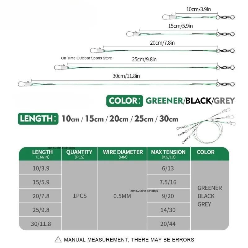 Description Picture 4 of itemNew 10PCS Anti Bite Steel Fishing Line 15-30cm Steel Wire Leader with Swivel Fishing Accessory Lead Core Leash Fishing Wire