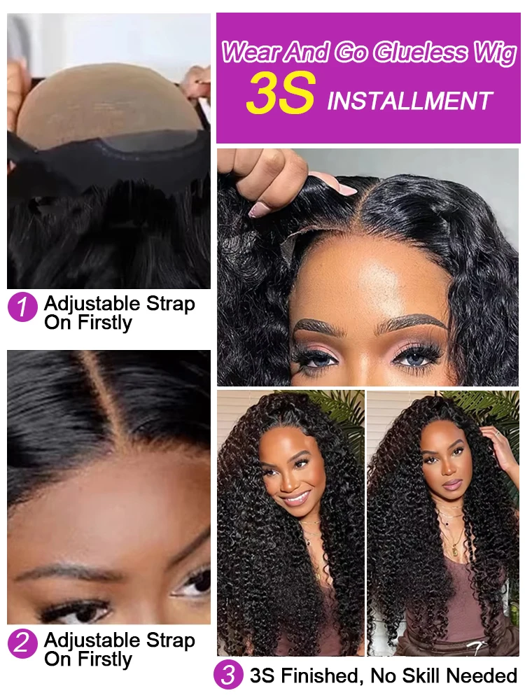 40 46 Inch Water Wave Curly Lace Front Wig 13x6 HD Deep Wave Lace Frontal Wig 300% Density Glueless Human Hair Wig For Women 2