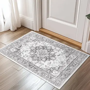 Machine Washable Vintage Low Pile Area Rug 1