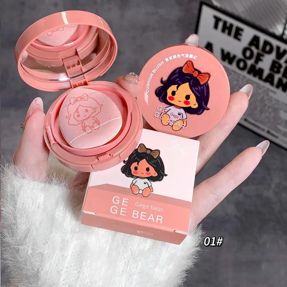 Cushion Blush Blendable Shade with Powder Puff Whitening without Sticking Long Lasting Gege Bear Makeup Blusher 5