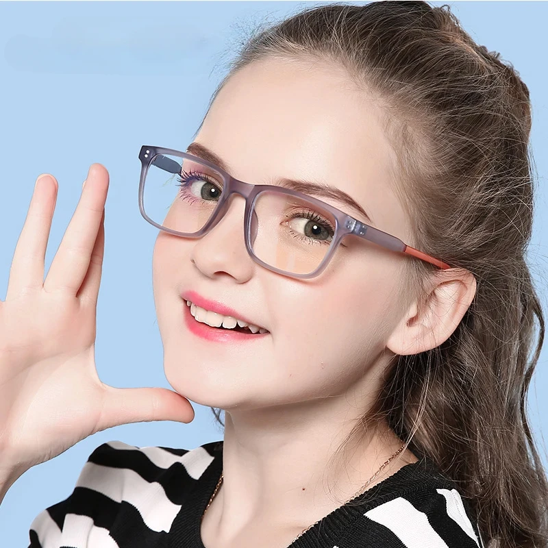ZXIAC Simple Cute Blue Light Blocking Optical Kids Children Glasses TR90 Rectangle Frame Eyewear Boys Girls Reading Eyeglasses