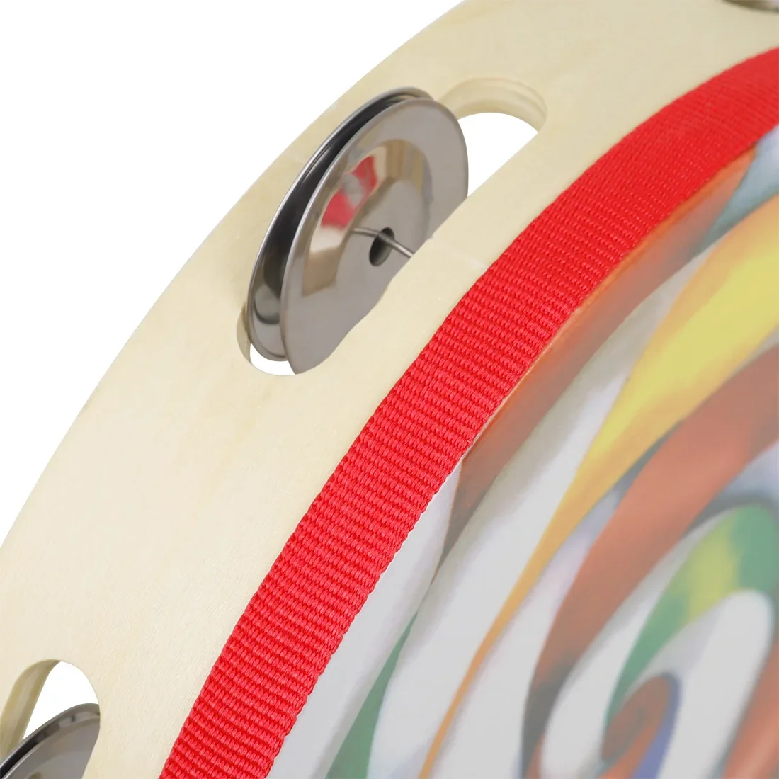 8/10-inch Lollipop Single Row Hand Rattle Drum Sound Clear Tambourine With Cymbals Rattle Drum For Karaoke Party