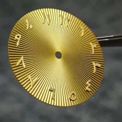 Arabic Alphabet Surface Watch Face, 28.5mm Dial, No Date, Mechanical Watch Replacement Accessory (Golden)