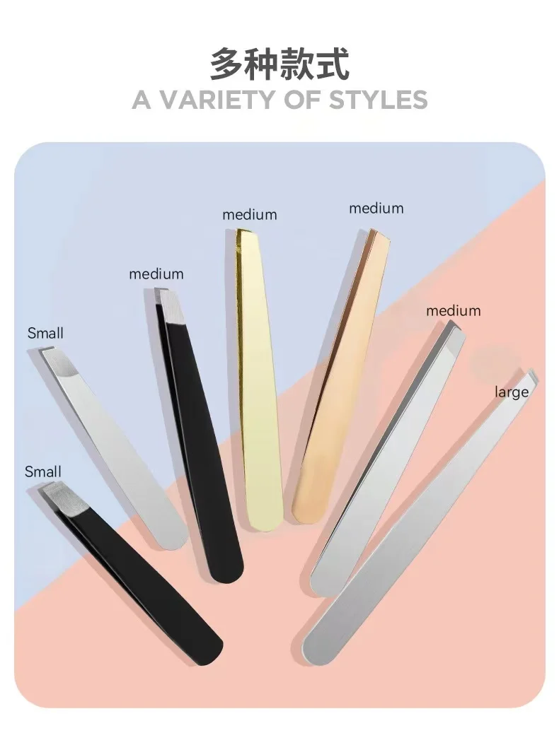 Oblique stainless steel eyebrow clip hair removal forceps eyebrow repair pliers beauty tool 6