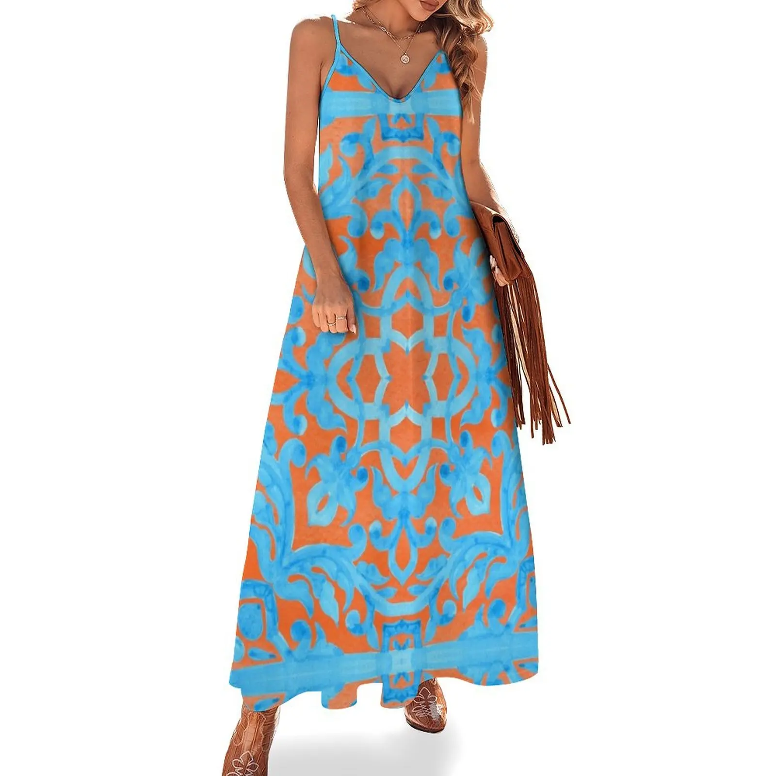 

Portuguese azulejo tiles. Sleeveless Dress clothing women summer 2024 dress dresses summer women's dress 2024