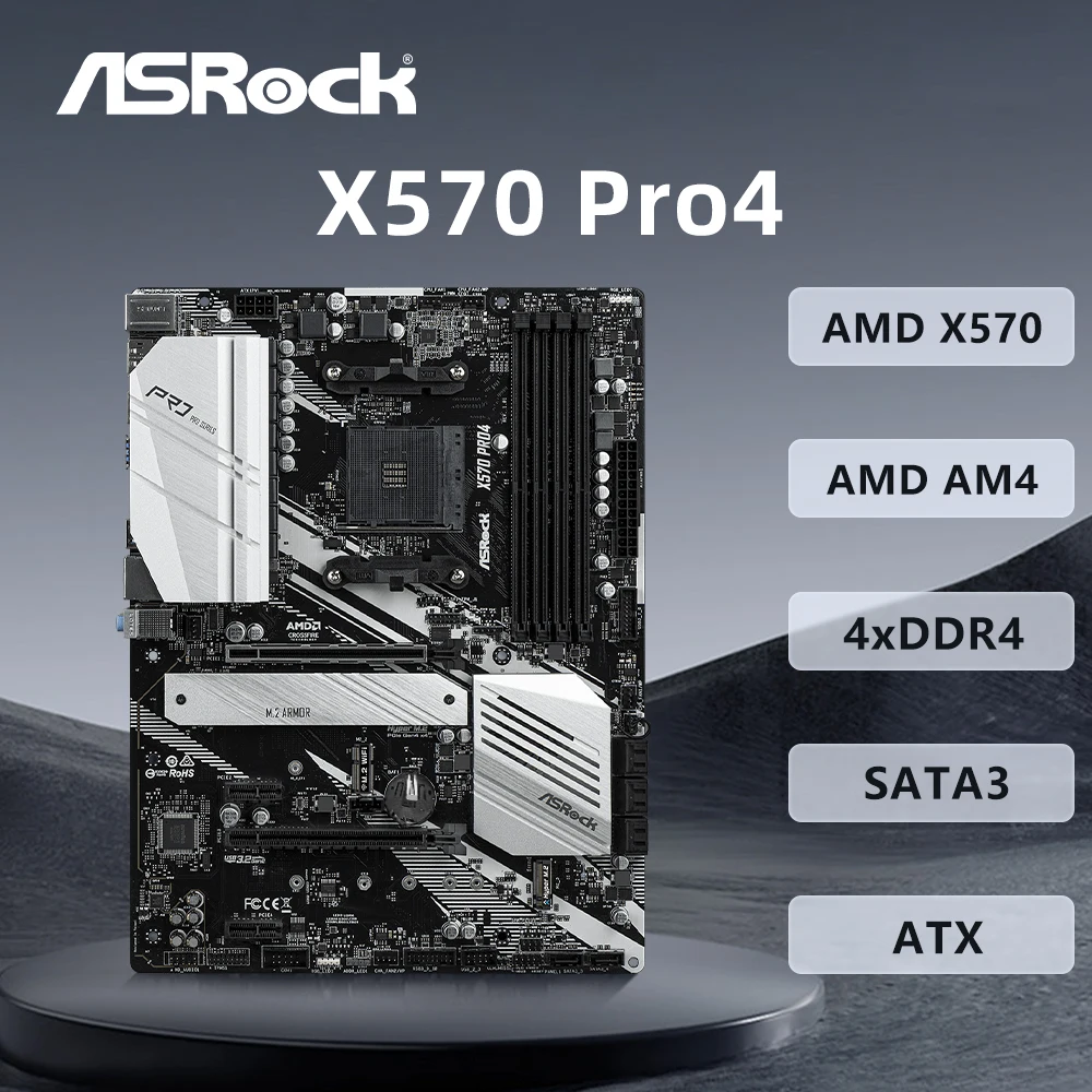 ASRock X570 PRO4 Motherboard Supports 3600X 5600G 5700X 5700x3D