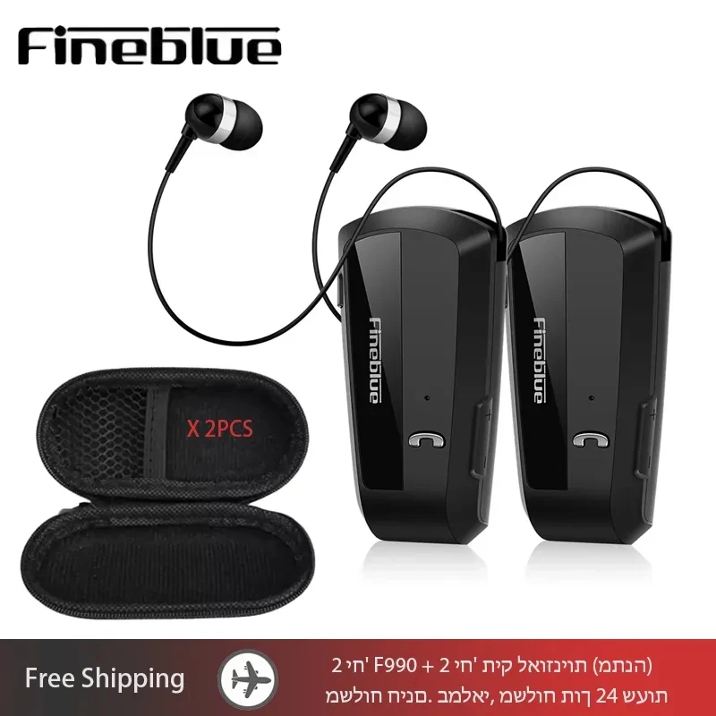 F990 pro Fineblue Bluetooth Earphones Wireless Headset Lotus One Ear Retractable Auricular Handsfree Headphone Lavalier