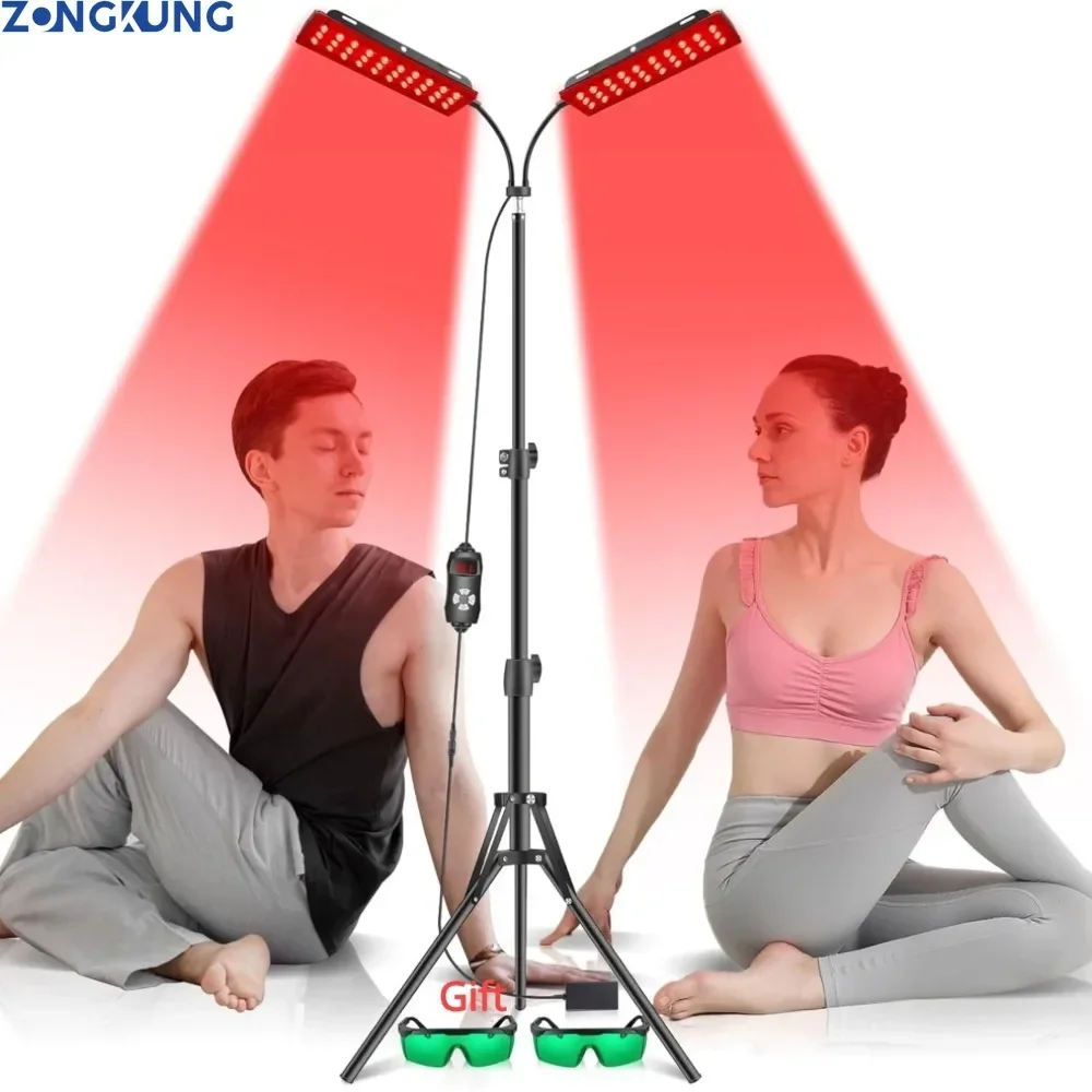 Single Dual Palte Red Light Therapy Lamp with Stand,660nm&850nm Near Infrared Light Therapy Device for Fatigue Relief Skin Care