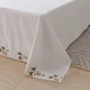 100% Cotton Twill Embroidered Bed Sheets Luxury Flowers Embroidery Solid Color White Bedding Flat sheet 230*250cm 250*250cm 3