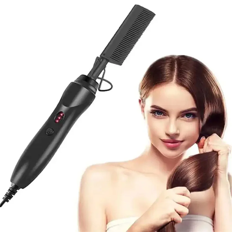 Hot Comb Straightener for Wigs and African Hair Flat Irons Fast Heating Straightening Brush Straight & Curler Roller Styler Tool 2