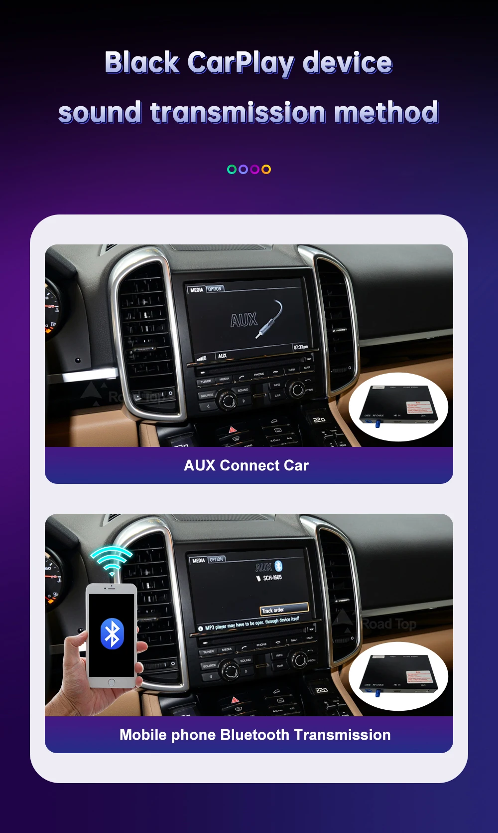 Road Top Wireless Carpaly for Porsche Boxster 718 Macan Cayman Cayenne Panamera PCM3.0 3.1 with Android Auto Rear Camera Airplay