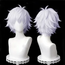 

Gojo satuse cosplay wig short layered wig heat resistant synthetic wig+cap