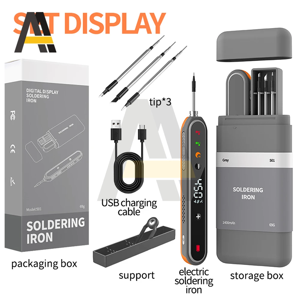 Fer à souder sans fil 80W LCD Type-C réglable 180-480°C pour modélisme