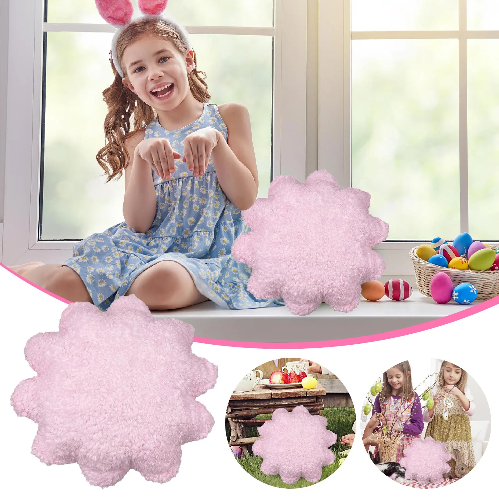 

Easter Rabbit Cute Bunny Colorful Plush Toy Kawaii Sleep Pillow Cushion Soft Stuffed Animal Doll Party Birthday Gift For Girl