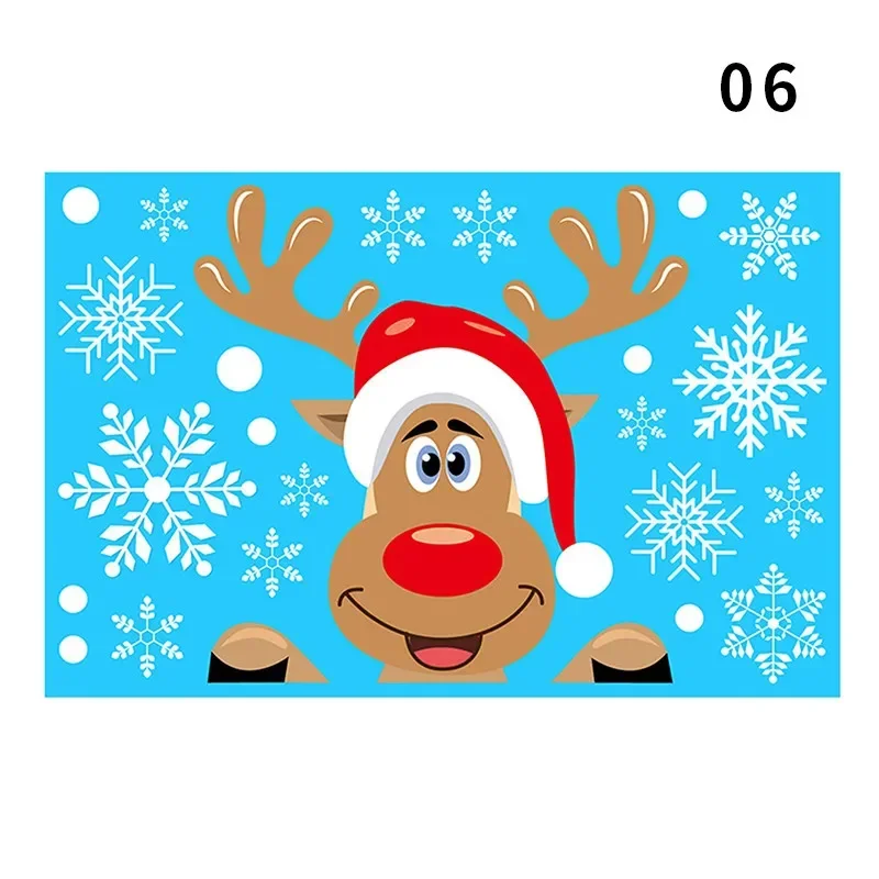 Removable Christmas Static Sticker Santa Elk Window Stickers Beautify Snowflake Wall Decals New Year Party Glass Paste