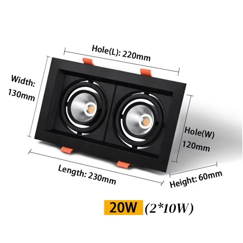 Dimmable LED Recessed Downlights 220V Led Embedded Spotlights 10W 20W COB Ceiling Lamp Square Lighting Lights for Indoor led downlight recessed ceiling spotlight ceiling lamps