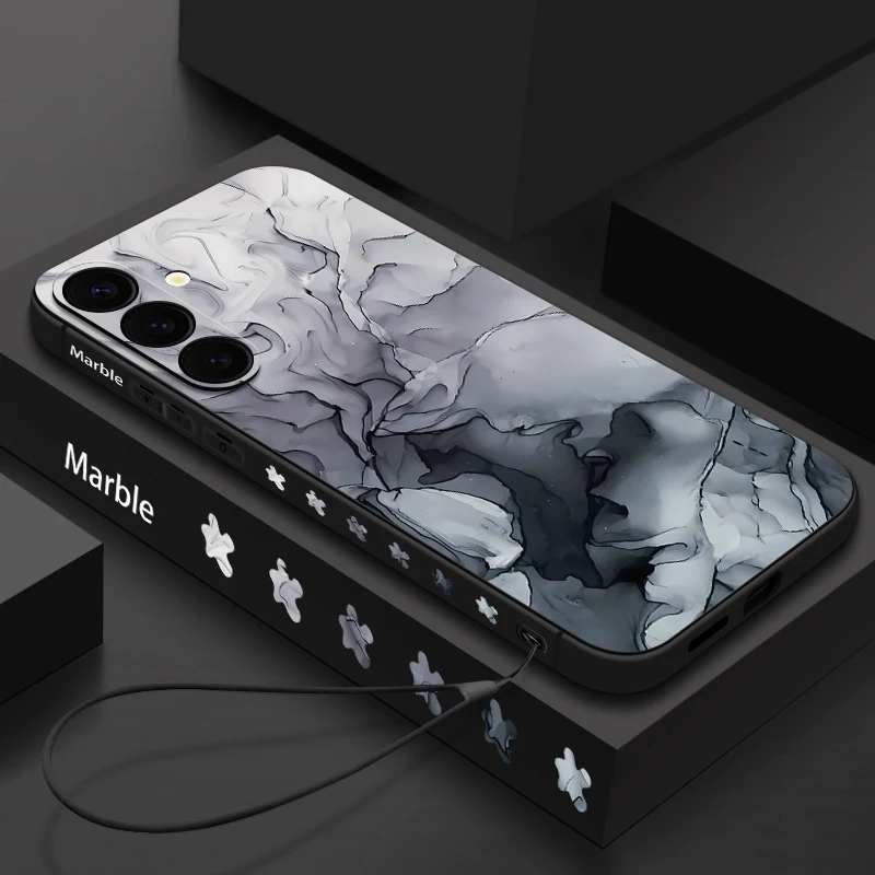 Marble Magnetic Lanyard Case with Built-in Metal Plate