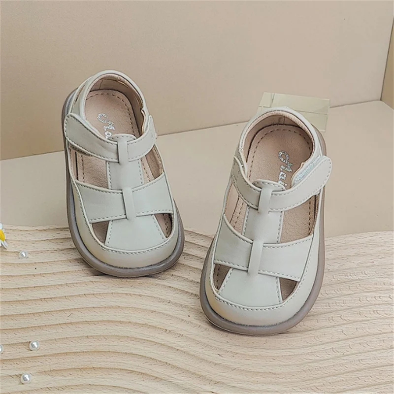 2024 New Summer Baby Shoes Leather Cut-outs Soft Sole Boys Sandals Closed Toe Non-slip Fashion Toddler Girls Sandals EU 15-25 1