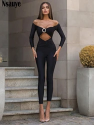 Nsauye Bodycon Jumpsuit Women Clothing Rompers Sexy Club Outfits 2023 Y2K Long Sleeve Autumn Streetwear Fitness Overalls Tops