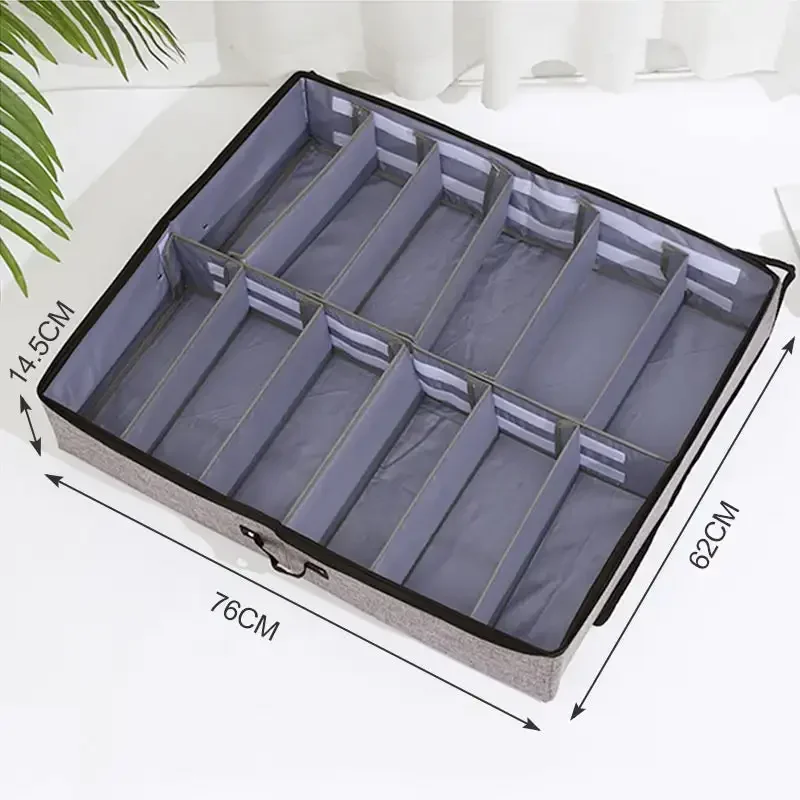 Bed Bottom Shoebox Storage Organizer with Adjustable Dividers Foldable Dustproof Moisture-proof Organization with Lid Visual 6