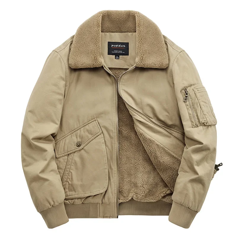 

Thickened Middle-aged Men's Jacket with Added Velvet, Pure Cotton, Casual Winter Clothing for Middle-aged and Elderly Fathers